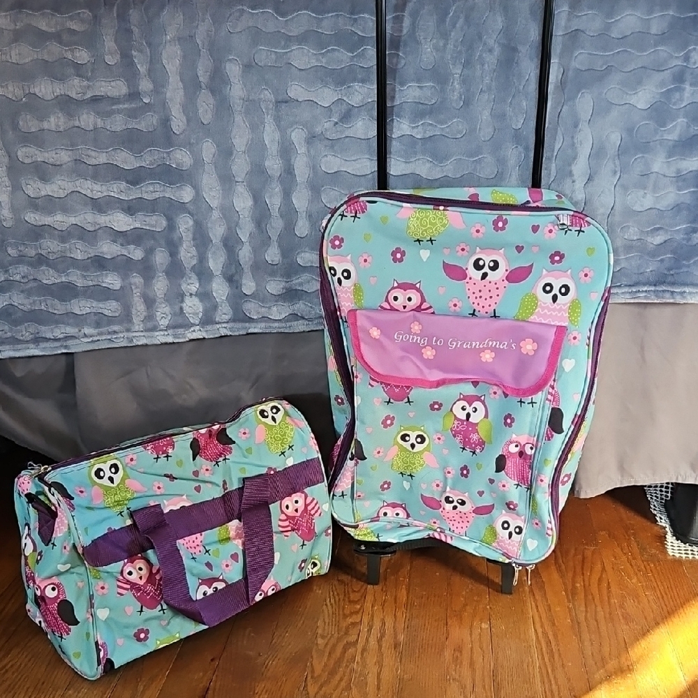 Owl Print Kids Luggage Set